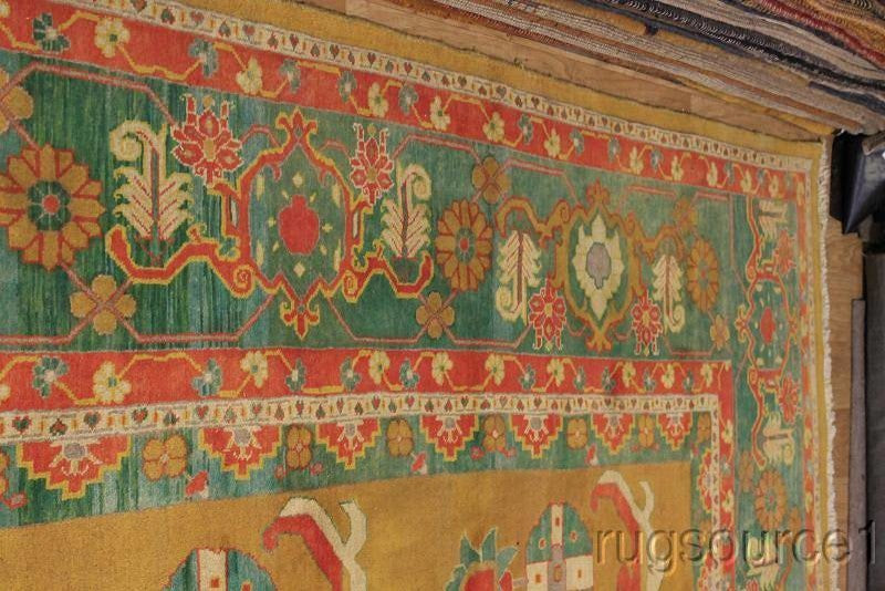 Heriz Geometric Handmade Persian Design Oriental Area Rug, Yellow, 17'9"x12'11"