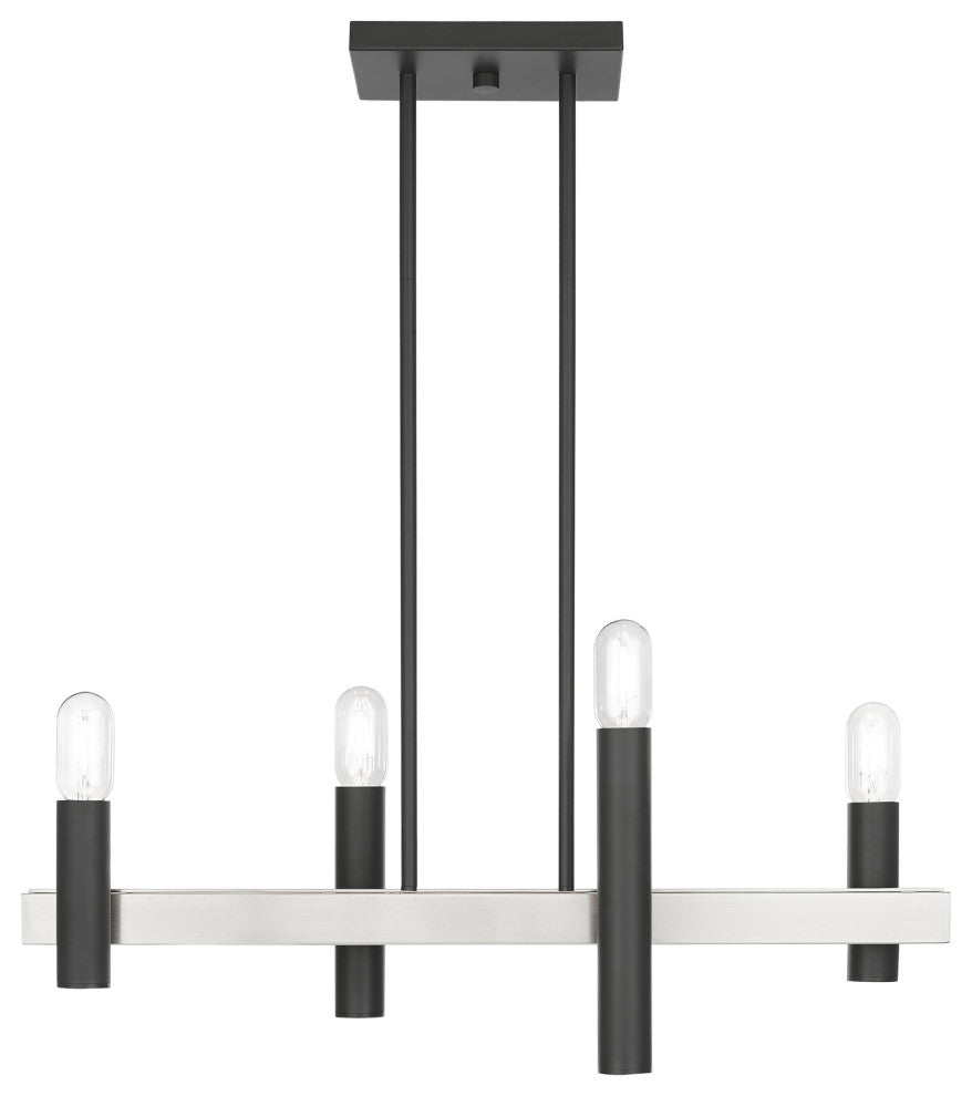 Livex Helsinki 4 Light Scandinavian Gray, Brushed Nickel Linear Chandelier
