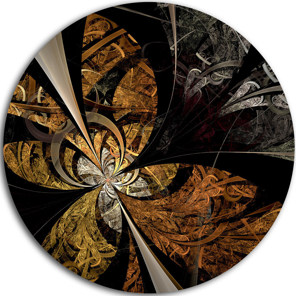 Symmetrical Brown Fractal Flower, Floral Disc Metal Wall Art, 23"