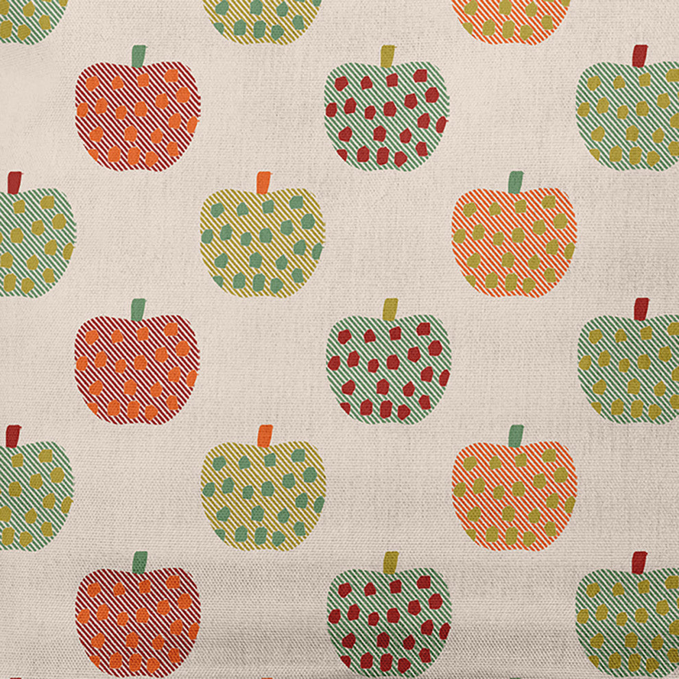 18" x 18" Apple Pattern Indoor/Outdoor Polyester Throw Pillow, Maple Red