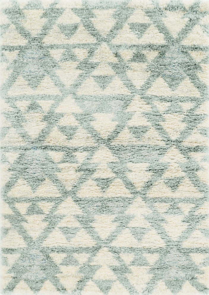 HomeRoots 5' x 8' Ivory or Grey Geometric Triangle Indoor Area Rug