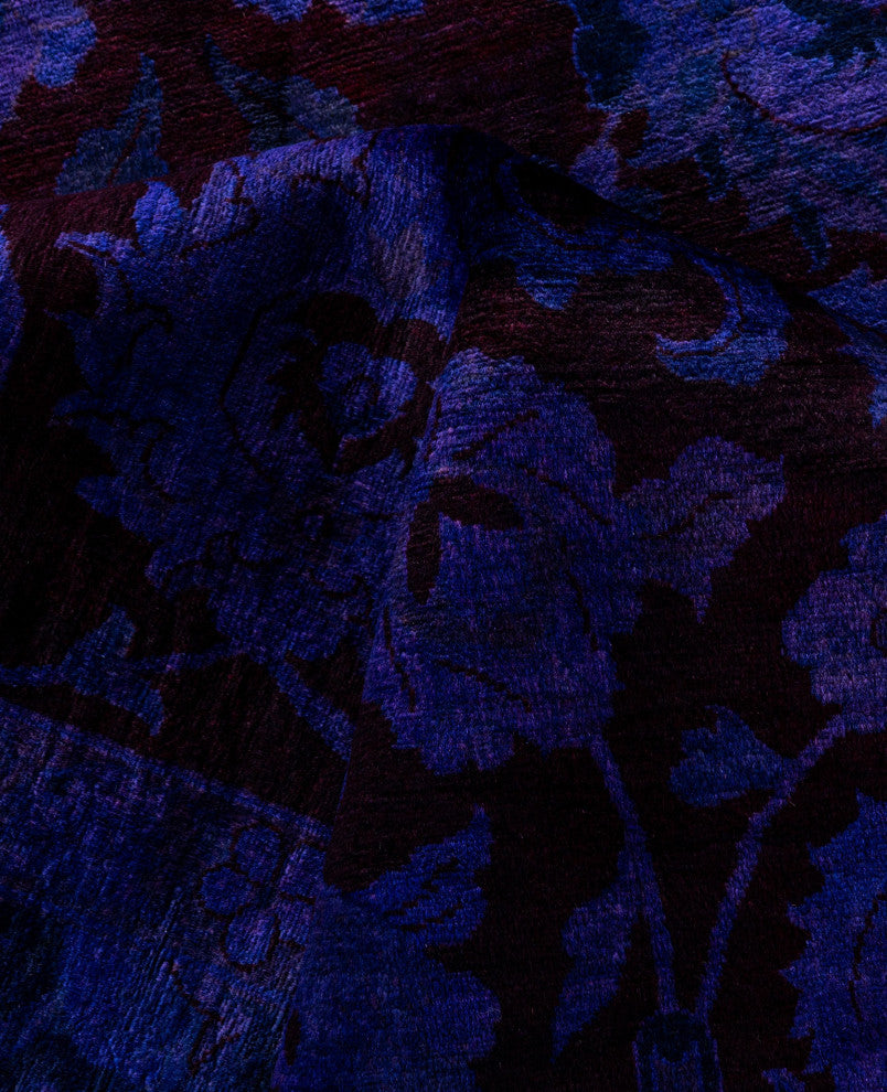 Overdyed One-of-a-Kind Hand-Knotted Area Rug Purple, 9' 1" x 12' 0"