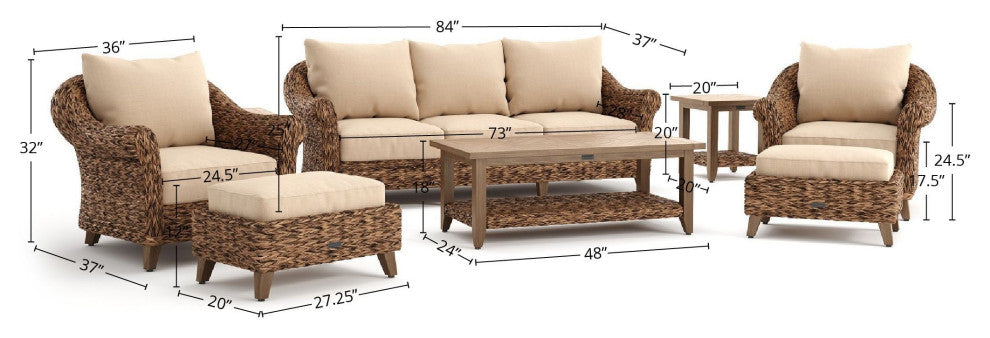 Cayman 8 Piece Seating Set, Heritage Brown