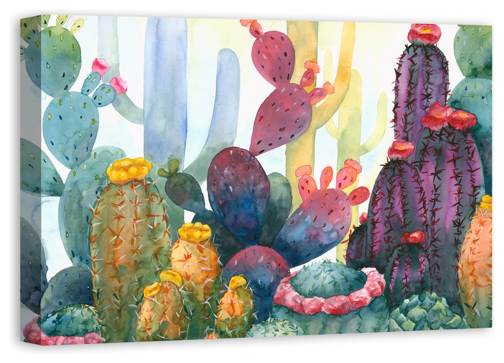 Colorful Blooming Cactus 20x30 Canvas Wall Art