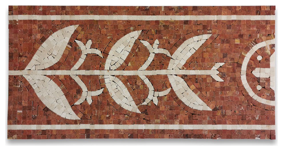 Coral Carnelian 11x21.7 Marble Mosaic Border Listello Tile Polished, 1 piece