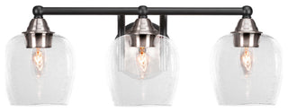 Paramount 3-Light Bath Bar, Matte Black & Brushed Nickel, 6" Clear Bubble Glass