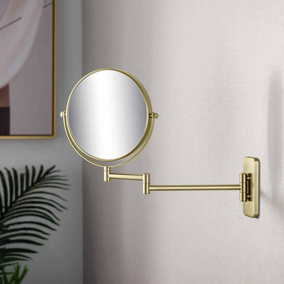 Circular Magnifying Makeup/shaving Mirror, Brushed Gold