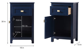 18" Wide Bathroom Storage Freedstanding Cabinet, Blue