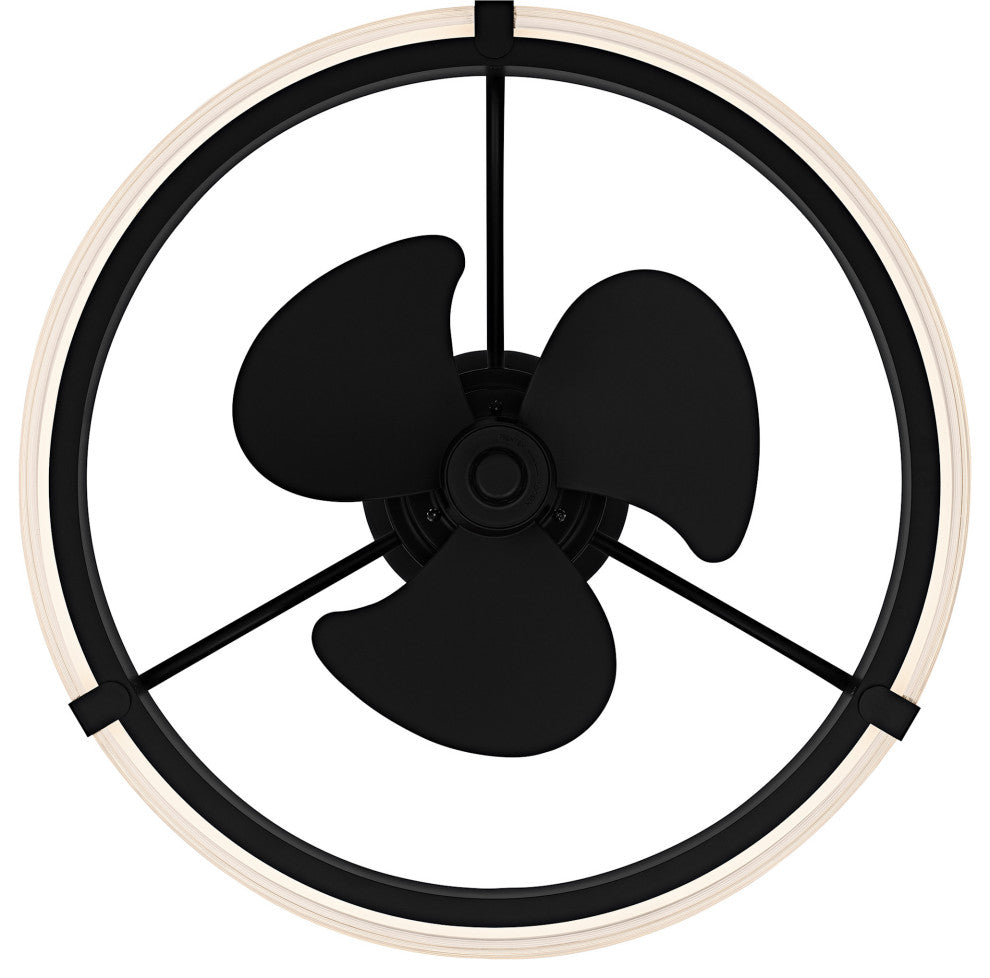 Quoizel QFA6805 Elrod 14" 3 Blade Indoor LED Ceiling Fandelier - Matte Black