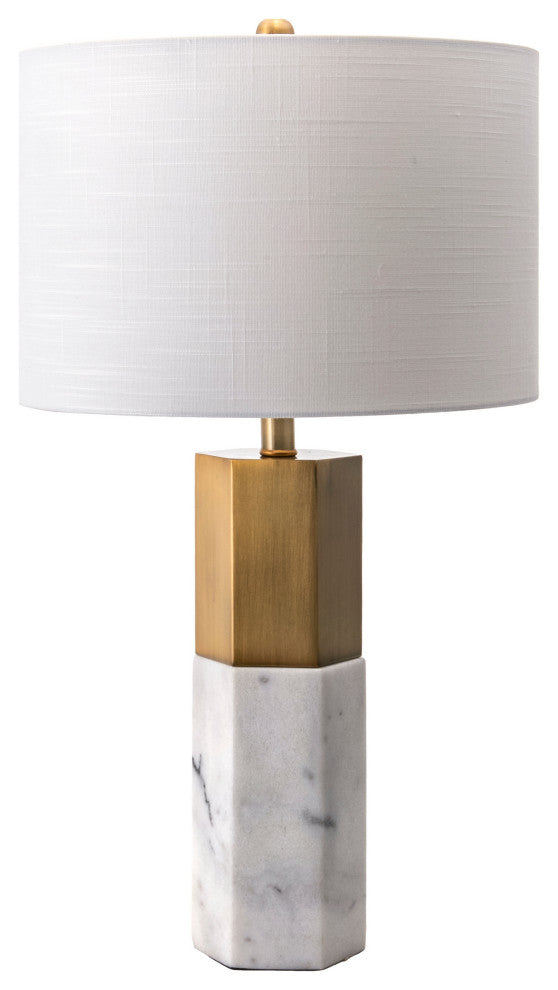 Nuloom 27" Dawn Marble Monolith Linen Shade Marble, 3-Way Switch Table Lamp