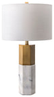 Nuloom 27" Dawn Marble Monolith Linen Shade Marble, 3-Way Switch Table Lamp