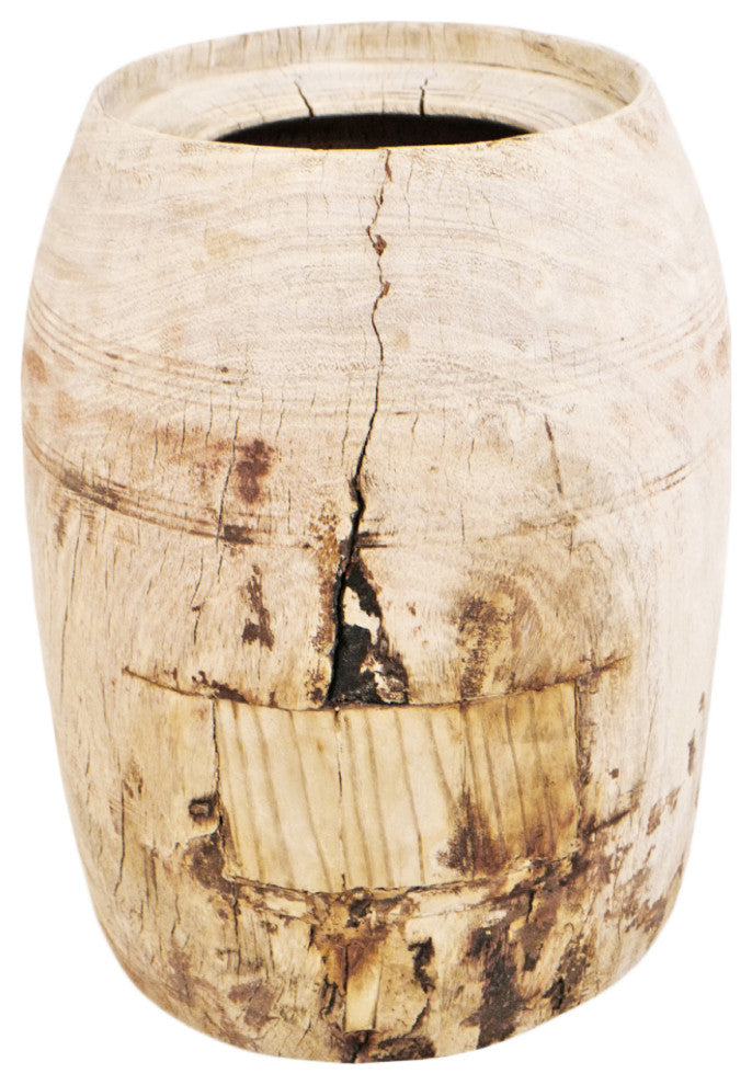 Consigned Sun Bleached Wood Butter Pot