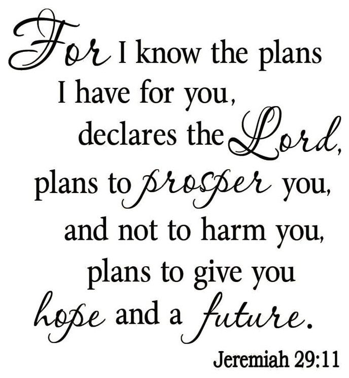 VWAQ For I Know the Plans I Have for You, Jeremiah 29:11, Bible Wall Decal 2