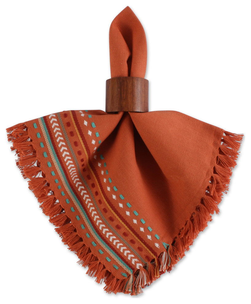 Sedona Sunset Hacienda Stripe Fringed Napkin Set of 6