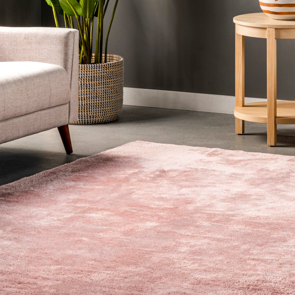nuLOOM Loni Solid Machine Washable Shag Area Rug, Pink, 8'x10'