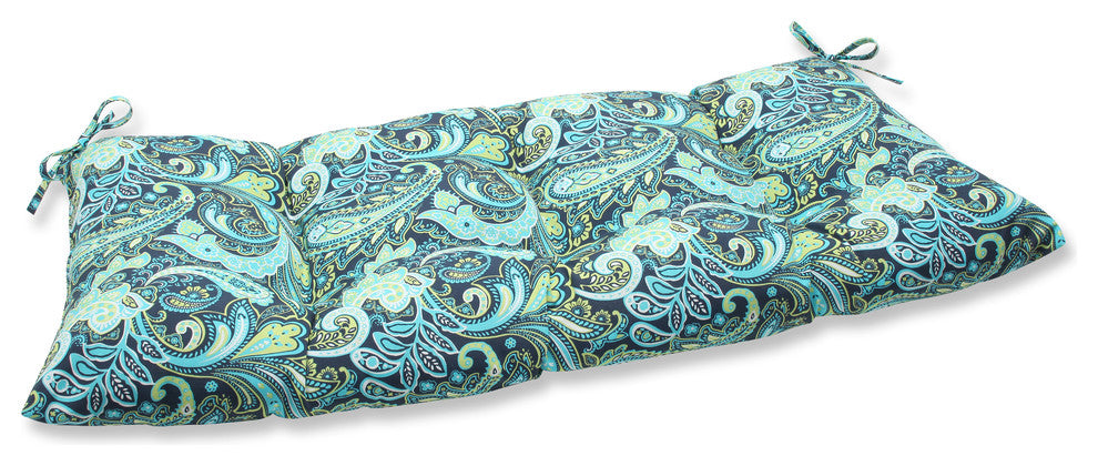 Pretty Paisley Navy Wrought Iron Loveseat Cushion