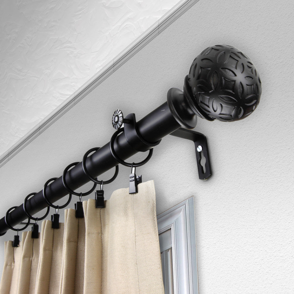 Plaid 1" Curtain Rod, Black, 48"-84"
