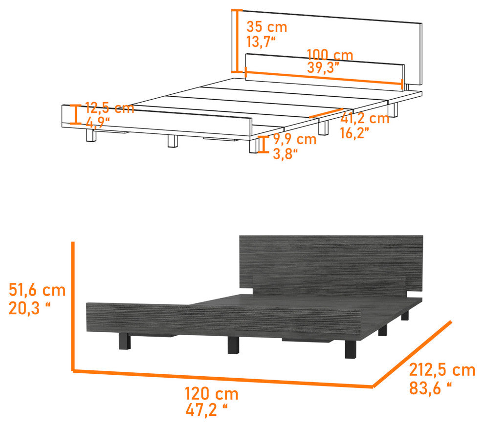 Portoalegre Twin Bed Base Parent, Smokey Oak