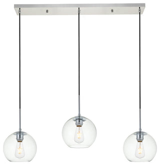 Baxter 3 Light Pendant, Chrome And Clear