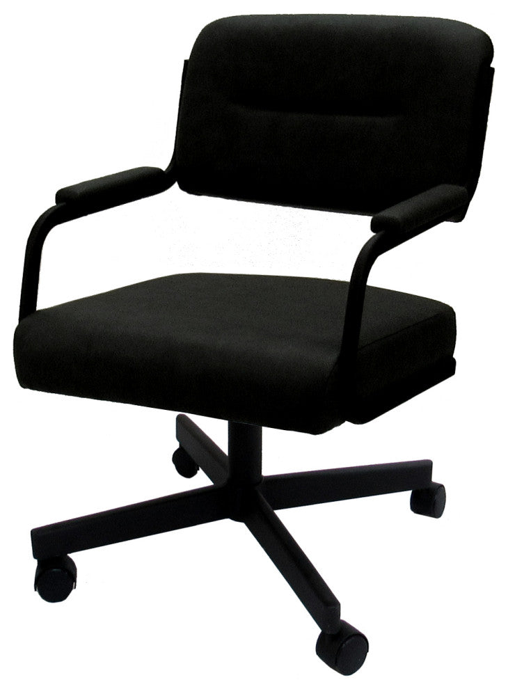 Swivel Tilt Kitchen Caster Chair with Wheels - M-110, Black Vinyl - Black