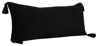 Ox Bay Handwoven Black Solid Organic Cotton Pillow Cover, 14"x36"
