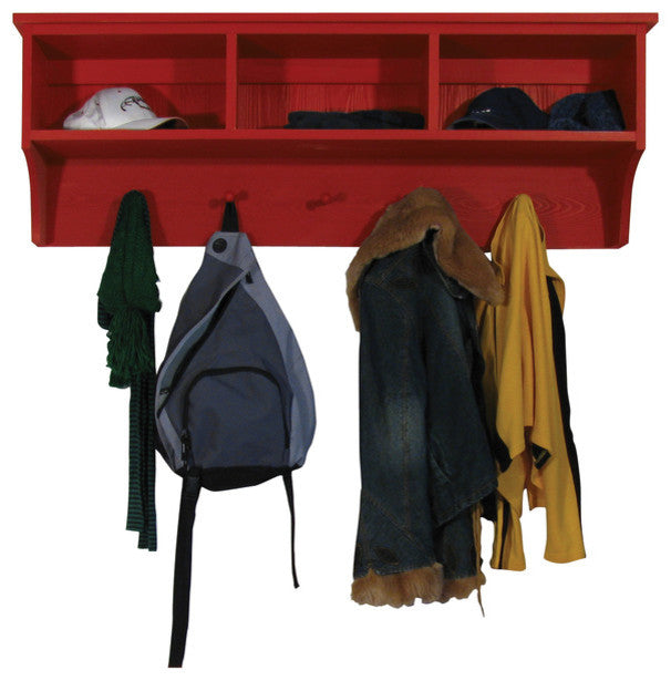 Storage Shelf With Cubbies and Pegs, Charcoal