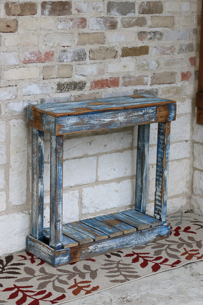 30" Blue Heavy Distressed Entry Console