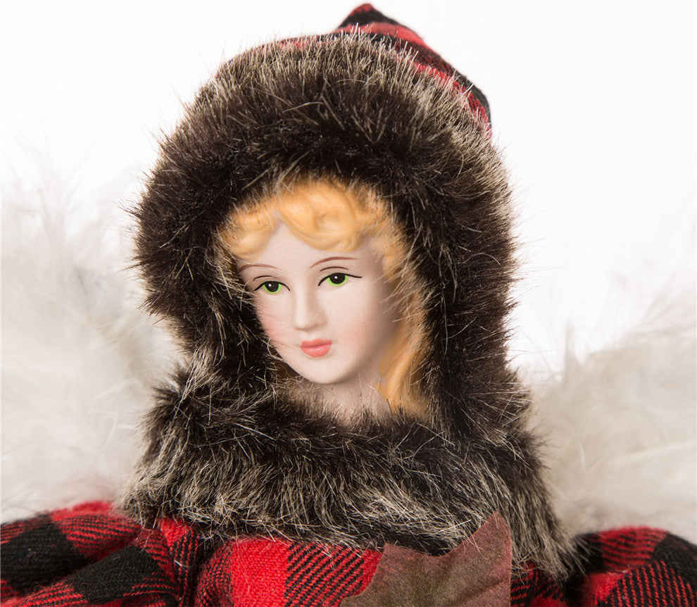 12"H Plaid Angel Tree Top