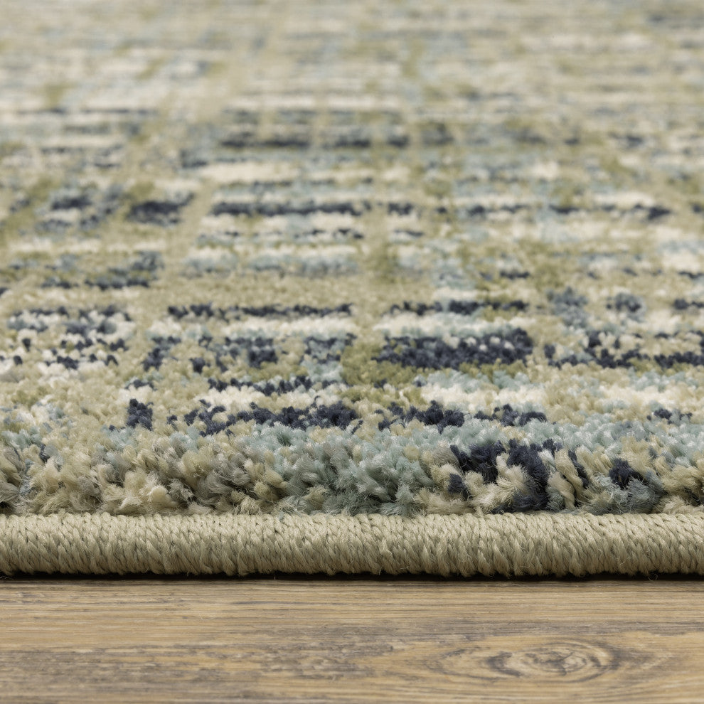 Sarasota Gridwork Indoor Area Rug, Green, 3'10" x 5'5"