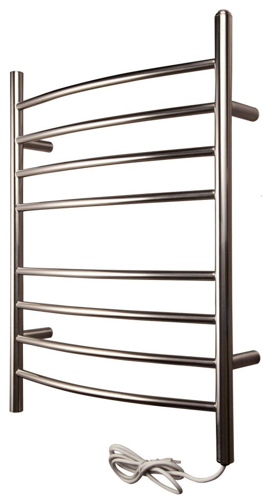 Heatgene Wall Mounted 8 Bar Plug-in Curved Towel Warmer Towel Rack, Brush Polish