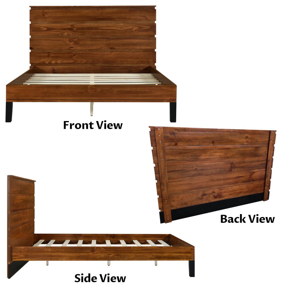 Gewnee Modern Solid Wood Bed Frame Queen Size Platform Bed