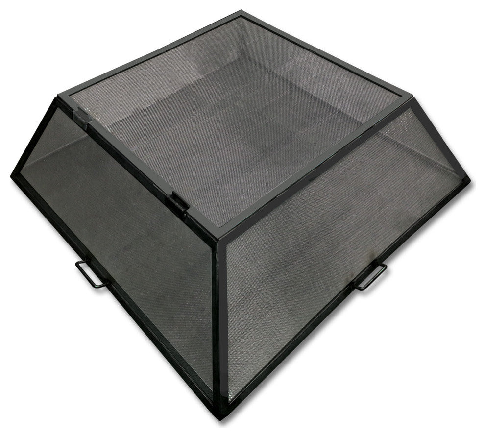Master Flame Fire Pit Screen With Hinged Access, Carbon Steel, 30"