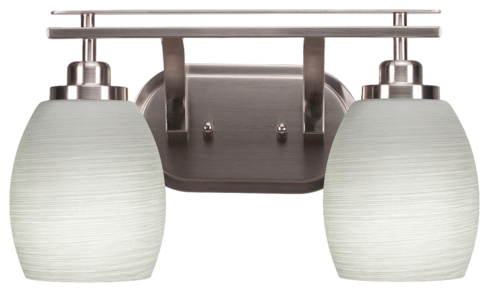Odyssey 2 Light Bath Bar In Brushed Nickel Finish With 5" White Linen Glass