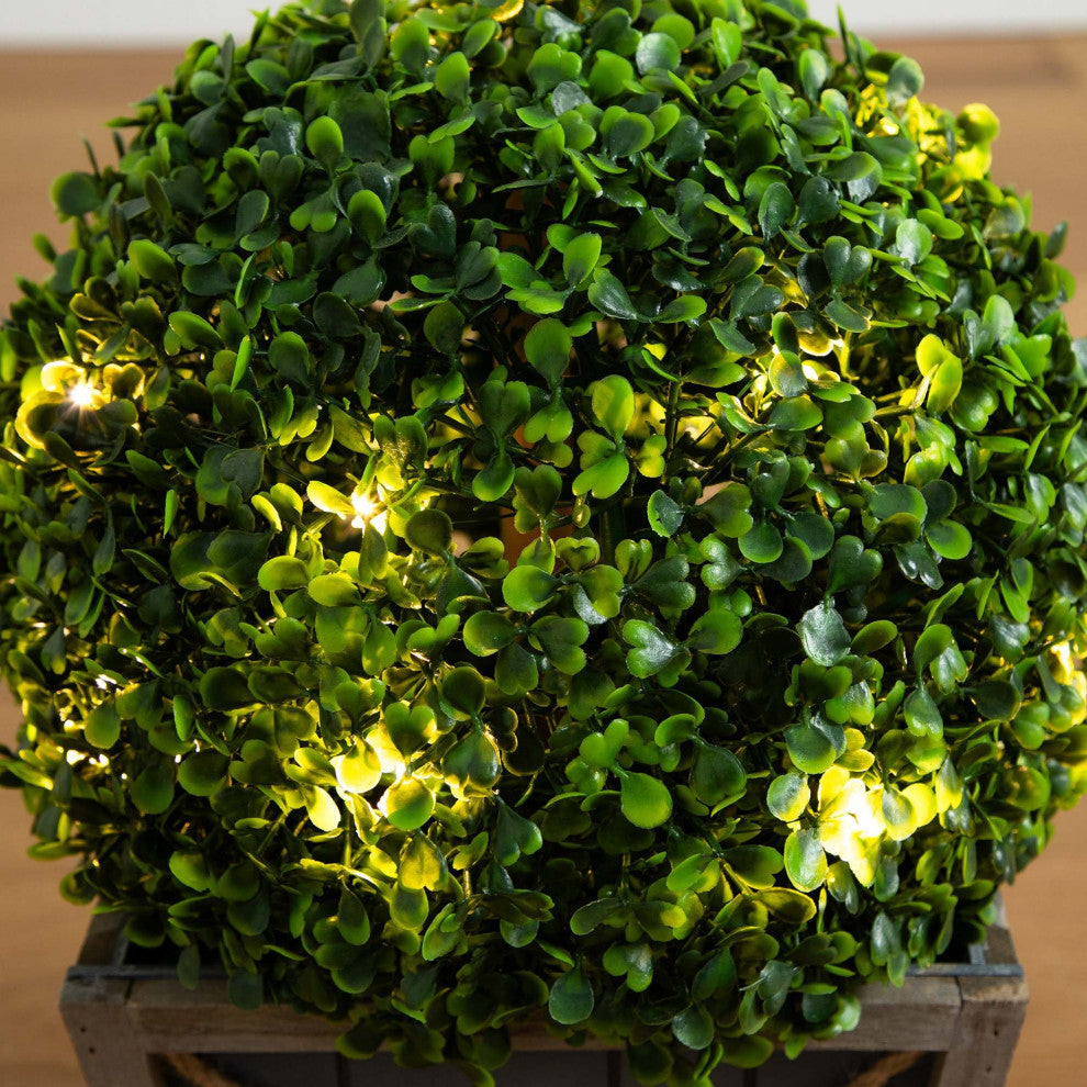 18in. UV Resistant Prelit Artificial Boxwood Ball Topiary, Planter