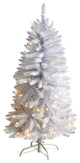 T3358 4 Slim White Artificial Christmas Tree With 100 Warm White LED Lights