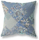 26" Gray Blue Boho Floral Indoor Outdoor Throw Pillow