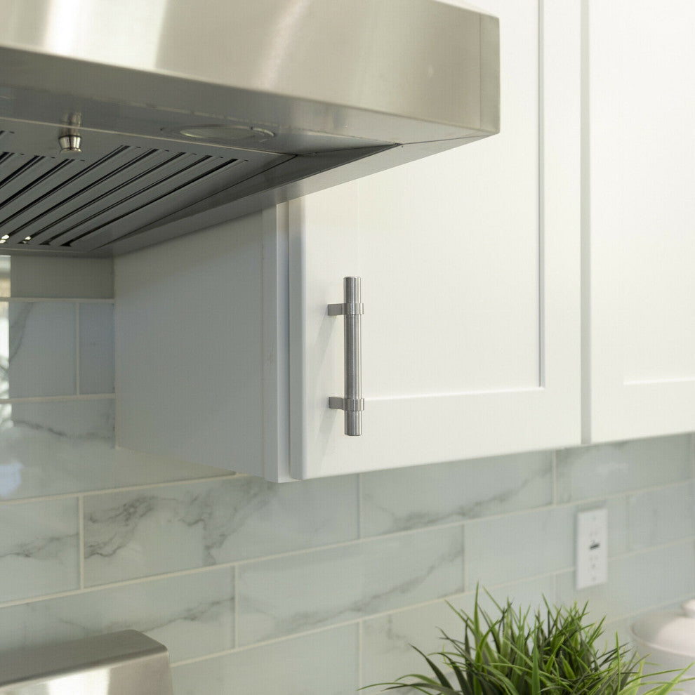 Brushed Nickel T Bar Handle Pull 3" (76mm) Hole Centers, 4-1/2" Overall Length