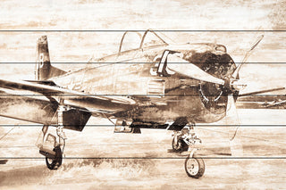 "Vintage Aero" Print on White Wood