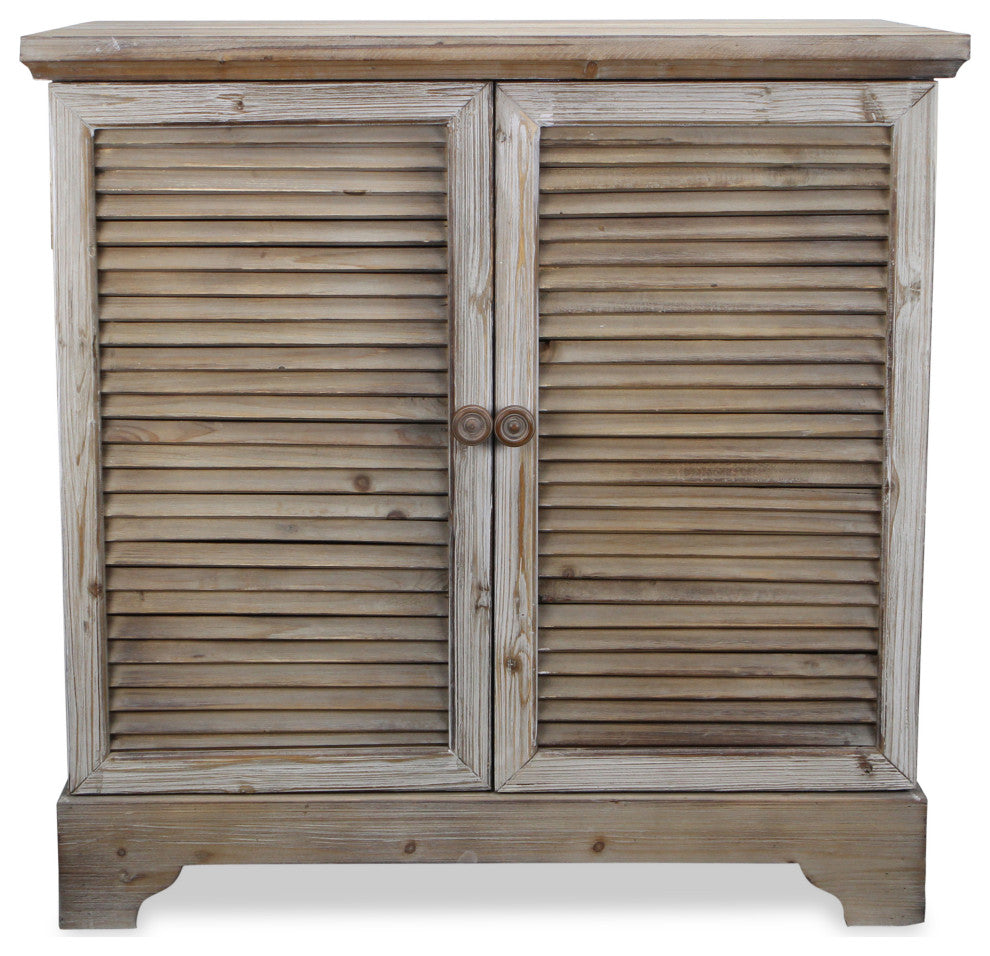 Brown Cabinet With 2 Shutter Style Doors
