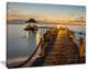 "Brown Wooden Pier in Evening" Seashore Canvas Photo Print, 20"x12"