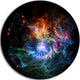 Flame Lights Of Network, Abstract Digital Art Disc Metal Artwork, 23"