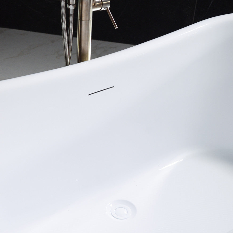 SanSiro CoreAcryl 73" French Bateau  Pedestal Tub Aged Chrome Finish