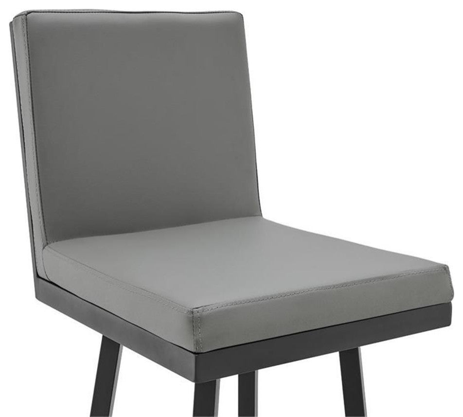 Armen Living Rochester 26" Modern Faux Leather Swivel Counter Stool in Gray