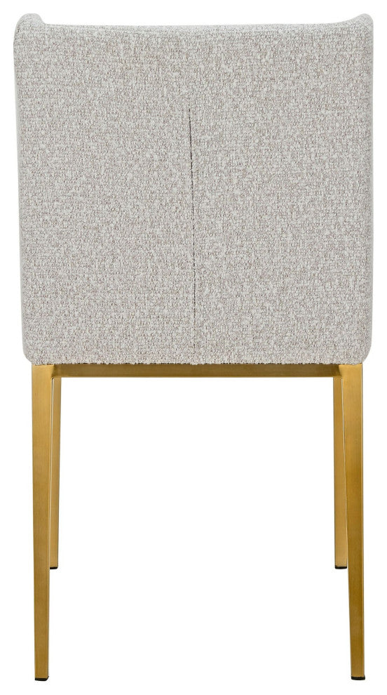 Modrest Mimi Modern Light Grey Fabric, Antique Brass Dining Chair, Set of 2