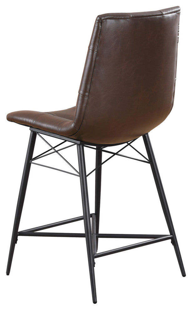 Set of 2 Leatherette Counter Height Stool, Brown