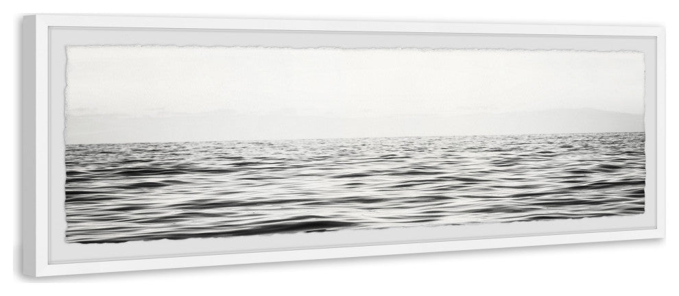 "B&W Sea" Framed Painting Print, 45x15