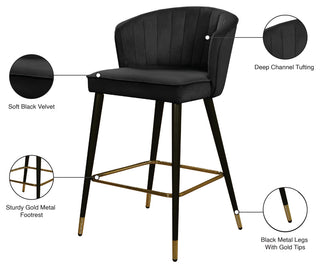Cassie Velvet Upholstered Stool, Set of 2, Black