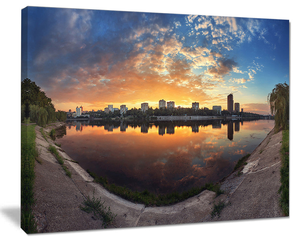 "Long Summer Sunset in Yellow" Canvas Print, 20"x12"