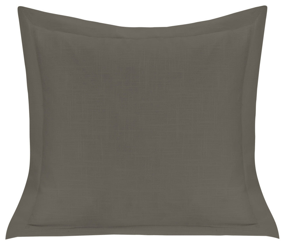 Luna Single Flanged Washed Linen Pillow, 20"x20", Slate