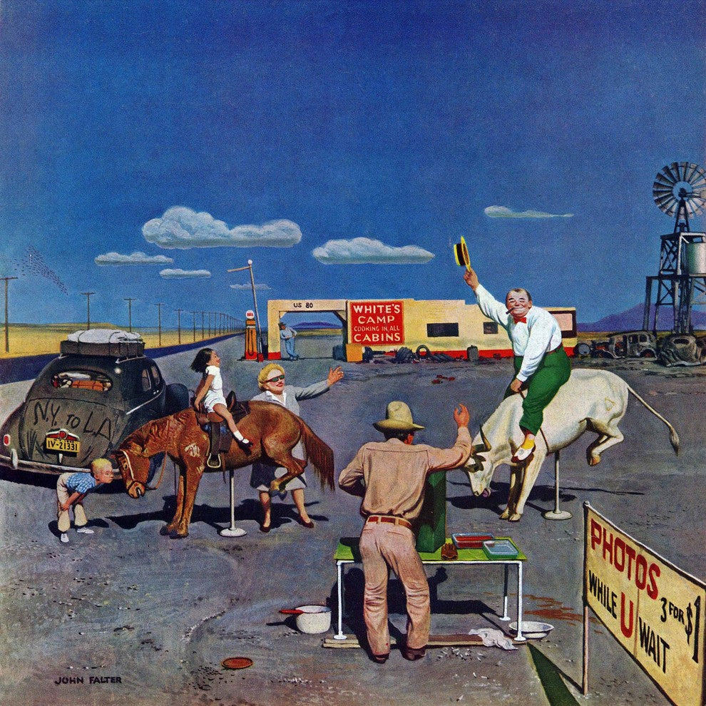 "Photos on Fake Broncos" Painting Print on Canvas by John Falter